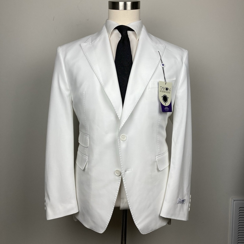 Tayion Collection Men's White Lined Peak Classic-Fit Suit Jacket Sz 42S E111593‎